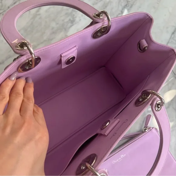 Christian Dior Purple Leather Diorissimo Pocket Tote Bag - Picture 10 of 11